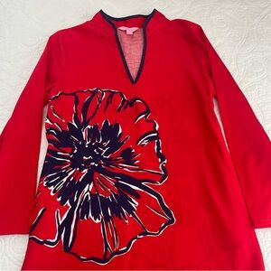 Lilly Pulitzer Red and Black Floral Tunic Size XS